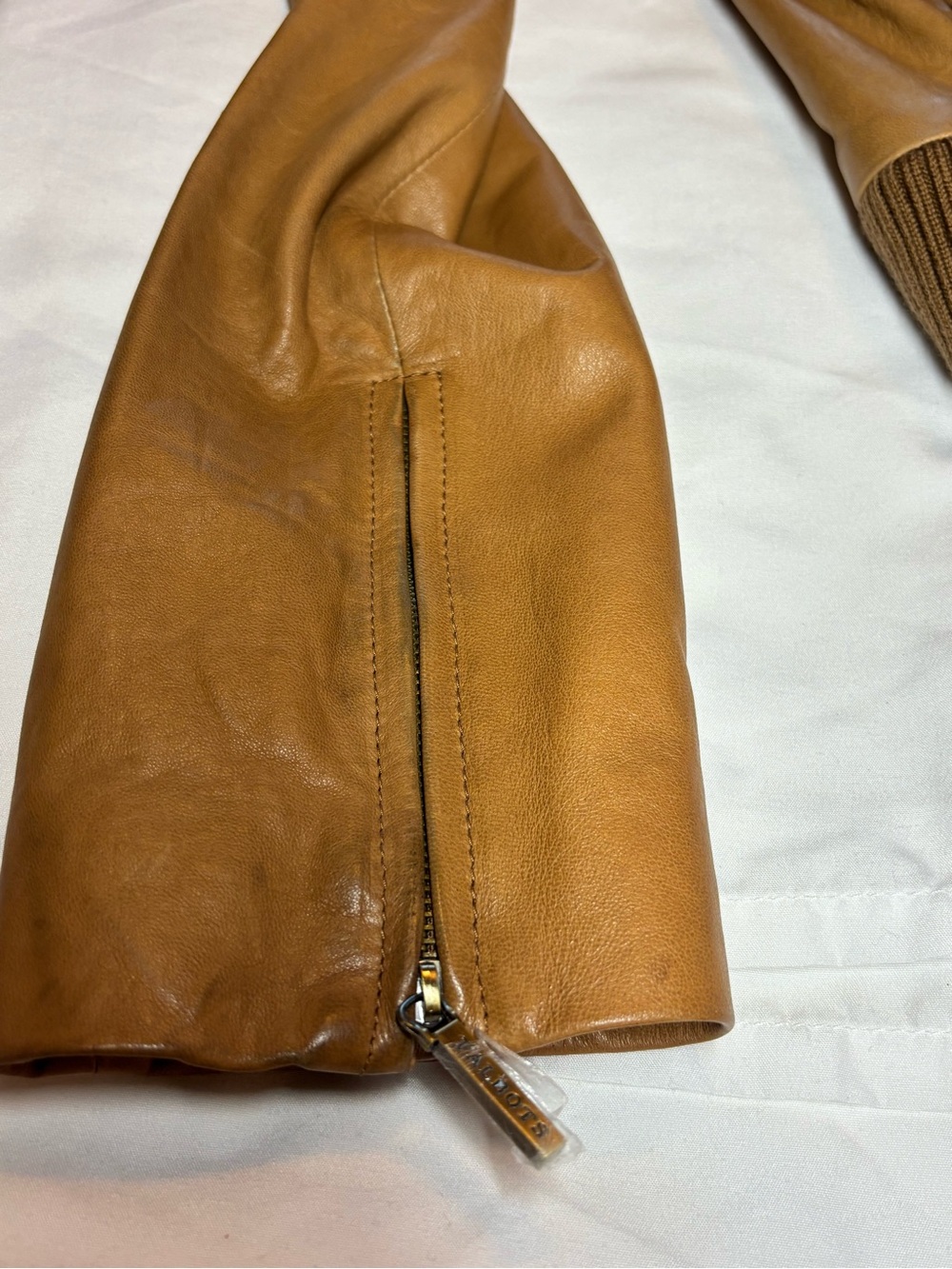 Talbots Camel/Tan Soft Leather Bomber Jacket, Size 10 - Picture 8 of 14